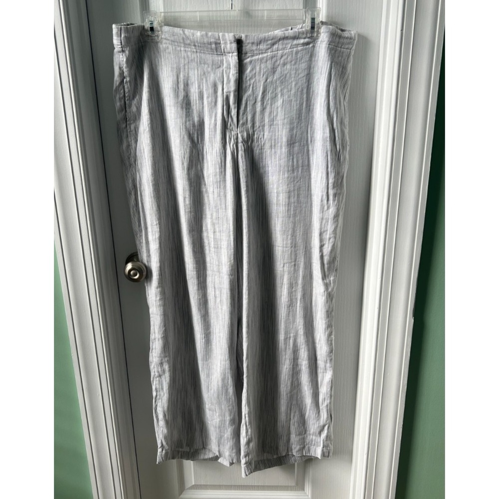 Nic& Zoe Womens Pants Rolling Dunes Linen Blend Wide Leg Size 18W NEW $138